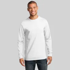 Port and Company Tall Long Sleeve Essential T-Shirt - White/Neutral