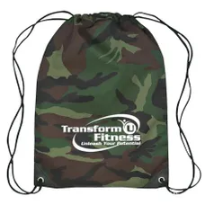 Budget Custom Simply Camo Drawstring Tote Bag