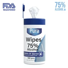 100-COUNT ANTIBACTERIAL ALCOHOL WET WIPES IN RESEALABLE CONTAINERS 