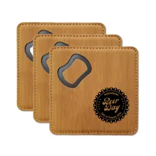 Custom Leather Bottle Opener Coaster