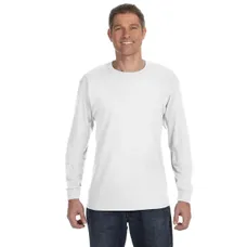 Hanes 6 oz. Tagless Long-Sleeve T-Shirt - White/Neutral