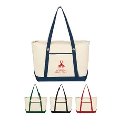 LARGE COTTON CANVAS SAILING TOTE BAG 