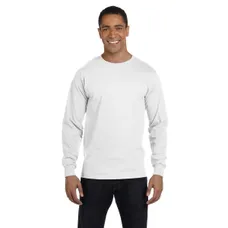 Hanes Heavyweight Cotton Long Sleeve Tee - White/Neutral