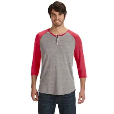 Alternative 3/4-Sleeve Raglan Henley - Dark/Colors
