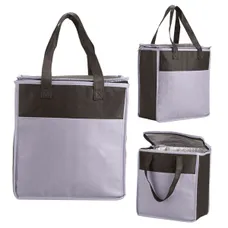 Two-Tone Flat Top Insulated Nonwoven Grocery Tote 