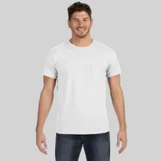 Hanes 4.5 oz. 100% Ringspun Cotton Nano T-Shirt with Pocket - White/Neutral