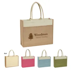 JUTE TOTE BAG WITH FRONT POCKET 