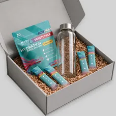Hydration Gift Set – 18 oz Glass Bottle & Electrolytes