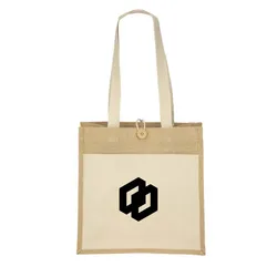 Custom Izzy Natural Cotton Jute Tote Bags