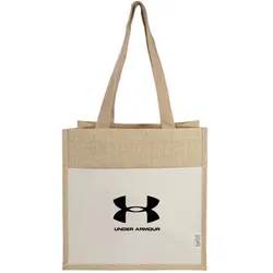 Custom Recycled Cotton Front Pocket Jute Tote Bags