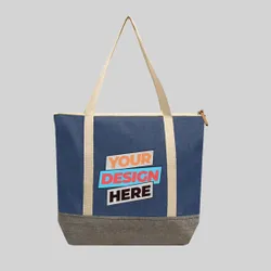 Printed Denim Zip Tote Bags