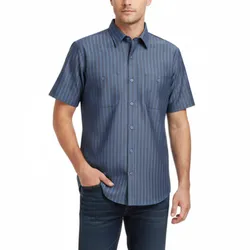 Red Kap® Short Sleeve Striped Industrial Work Shirt