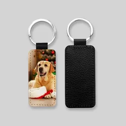 Custom Curved Rectangle Leather Keychains