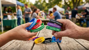 Colorful custom silicone wristbands displayed for a comparison of silicone vs. rubber wristbands.