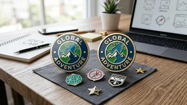 Hard and soft enamel lapel pins showcasing different finishes and designs.
