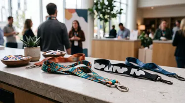 Custom sublimation lanyards and screen-printed lanyards displayed side by side for comparison.