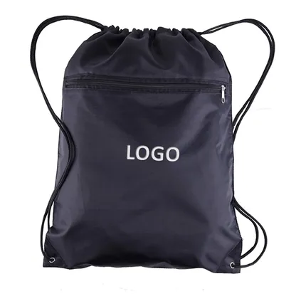 Drawstring Bags with Front Zipper Pocket