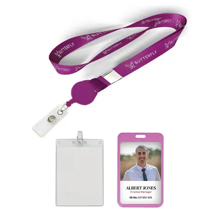 Polyester/Badge Reel Lanyard Combo-A