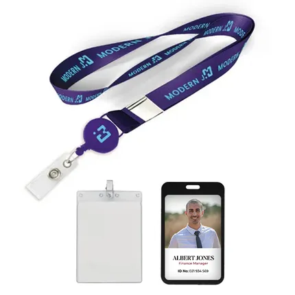 3/4 inch Polyester/Badge Reel/Metal Clip Lanyard Combo-A