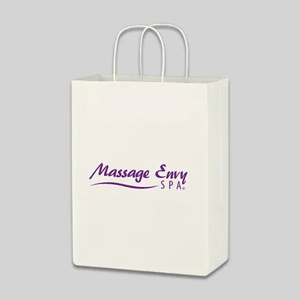 KRAFT PAPER WHITE SHOPPING BAG - 10