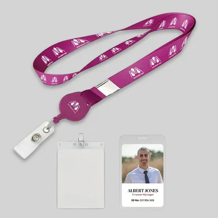 5/8 inch Polyester/Badge Reel/Metal Clip Lanyard Combo-A