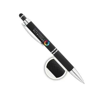 Custom Hex Grip Soft Touch Stylus Pens - Full Color Imprint