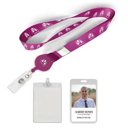 5/8 inch Polyester/Badge Reel/Metal Clip Lanyard Combo-A