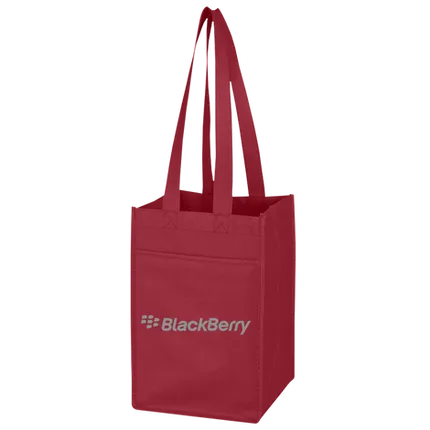 Budget Custom Non Woven 4 Bottle Wine Tote Bag-BG