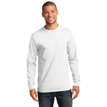 Port and Company Tall Long Sleeve Essential T-Shirt - White/Neutral