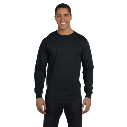 Hanes Heavyweight Cotton Long Sleeve Tee - Dark/Color