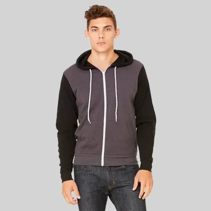 Bella   Canvas Unisex Poly-Cotton Fleece Full-Zip Hoodie - Athletic Heather
