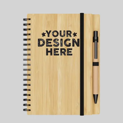 Small Engraved Bamboo Notebook & Pen