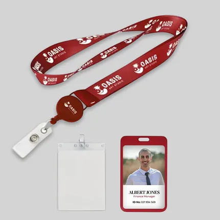 1/2" Polyester/Badge Reel Lanyard Combo-A