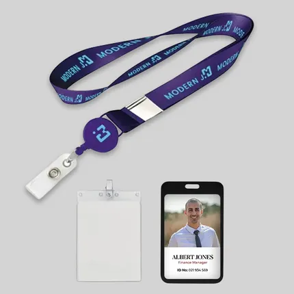 3/4 inch Polyester/Badge Reel/Metal Clip Lanyard Combo-A