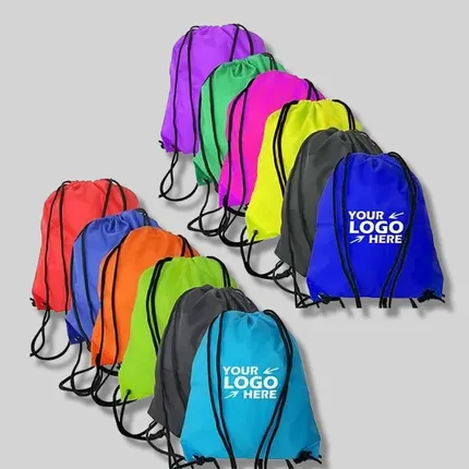Drawstring Polyester Backpack with Triangular Corners