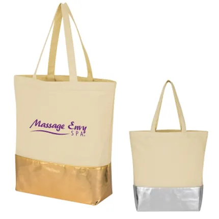 12 OZ. COTTON TOTE BAG WITH METALLIC ACCENT 
