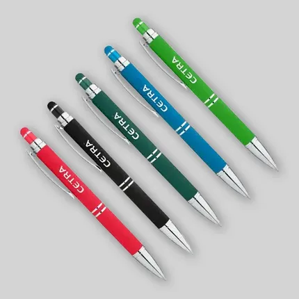 Custom Hex Grip Soft Touch Stylus Pens