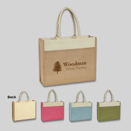 JUTE TOTE BAG WITH FRONT POCKET 