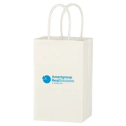 KRAFT PAPER WHITE SHOPPING BAG 