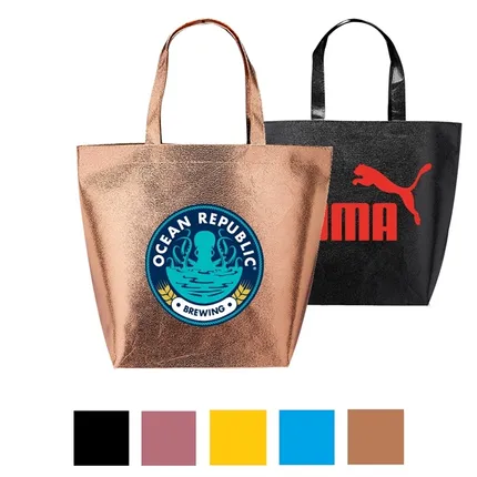 Metallic Tote Bags - Non Woven Tote Bag w/ Custom Imprint