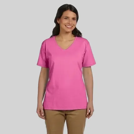 Hanes Ladies' 5.2 oz ComfortSoft V-Neck Cotton T-Shirt - Dark/Colors