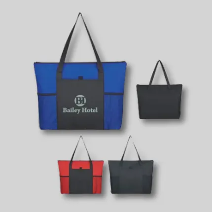 NON-WOVEN VOYAGER ZIPPERED TOTE BAG 