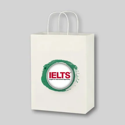 Budget Custom Kraft Paper White Shopping Bags-10-x-13 - BG