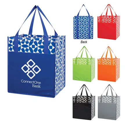 NON-WOVEN GEOMETRIC SHOPPING TOTE BAG