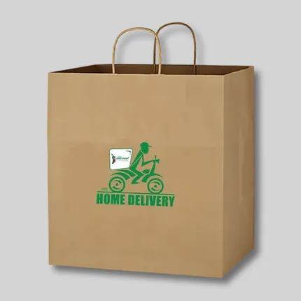 Budget Custom Kraft Paper Brown Shopping Bags - 14-x-15