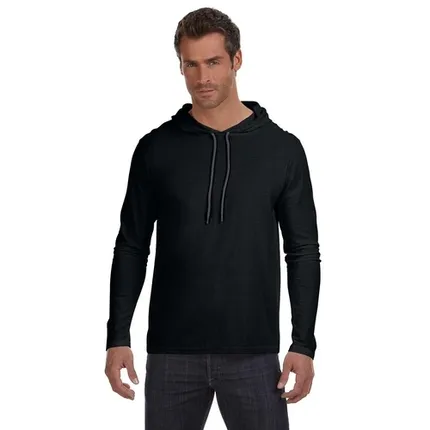 Anvil Ringspun Long-Sleeve Hooded T-Shirt - Dark/All
