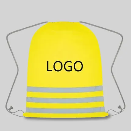Three Strips Reflective Safety Drawstring Bag 