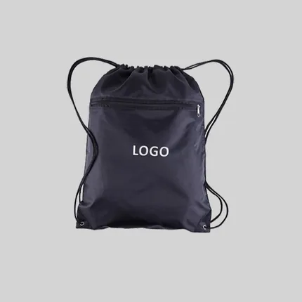 Drawstring Bags with Front Zipper Pocket - BG
