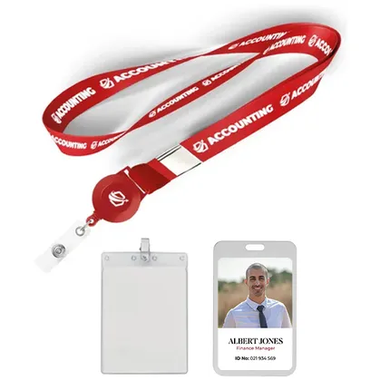 3/4 inch Polyester/Badge Reel/Metal Clip Lanyard Combo-B