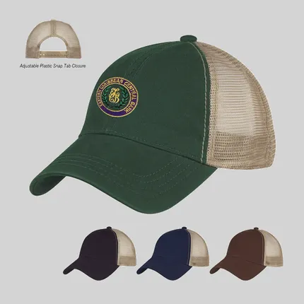 Washed Cotton Mesh Back Trucker Cap